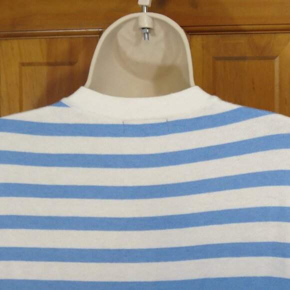 Orly Long Cardigan Sweater Blue/White Stripe Viscose Blend Size Small - Picture 5 of 8